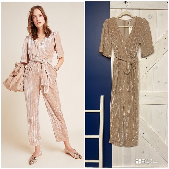 dolan Pants - Dolan Anthropologie Left Coast Mandy Crushed Velvet Jumpsuit XS